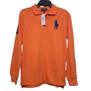 Polo Ralph Lauren Boys Long Sleeve Polo Bedford Orange Size Large 14-16 NWT
